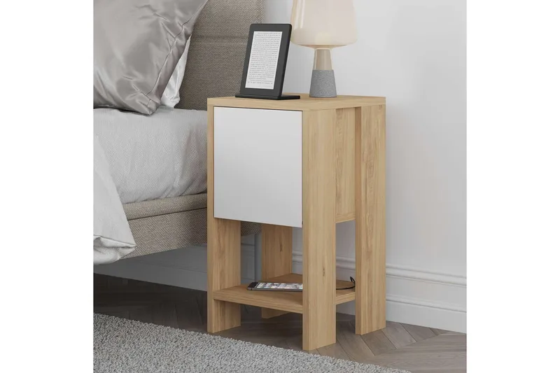 Haelyn Sängbord 30 cm - Ek/Vit - Möbler - Sovrum - Sängbord