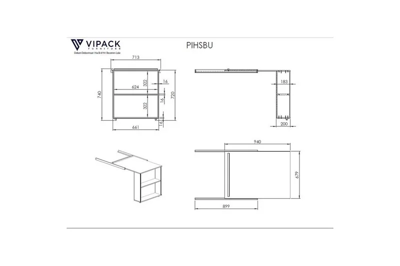 Halvhöjdssäng med Skrivbord & Byrå Pino - Möbler - Sovrum - Möbelset för sovrum