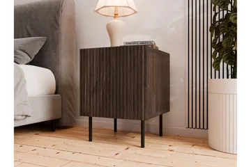 Hammarstrand Sängbord 44 cm i Metall med Trä- och Valnötsutseende, Dold Förvaring - Brun - Möbler - Sovrum - Sängbord