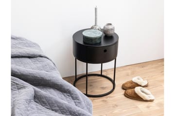 Hastane Sängbord 40 cm Rund i Trä med Metallunderrede - Svart - Möbler - Sovrum - Sängbord