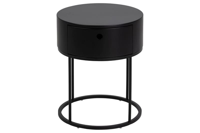 Hastane Sängbord 40 cm Rund i Trä med Metallunderrede - Svart - Möbler - Sovrum - Sängbord