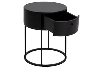 Hastane Sängbord 40 cm Rund i Trä med Metallunderrede - Svart - Möbler - Sovrum - Sängbord