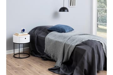 Hastane Sängbord 40 cm Rund med Lådor i Trä och Metall - Vit - Möbler - Sovrum - Sängbord