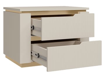 Hilafin Sängbord i Målat Trä med Förvaring och Lådor - Beige - Möbler - Sovrum - Sängbord
