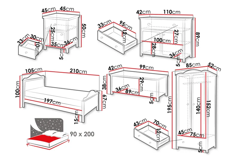 Hilts Möbelset För Sovrum - Brun/Beige - Möbler - Sovrum - Möbelset för sovrum