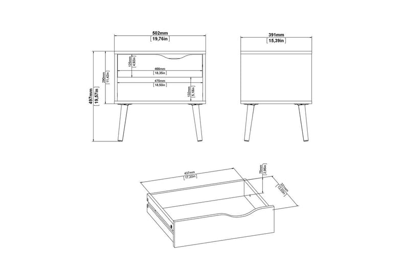 Hostafranc Sängbord 50,2 cm - Vit - Möbler - Sovrum - Sängbord