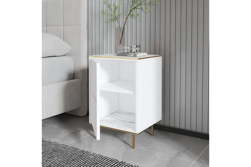 Imaj Sängbord 40 cm - Vit marmor/Guld - Möbler - Sovrum - Sängbord