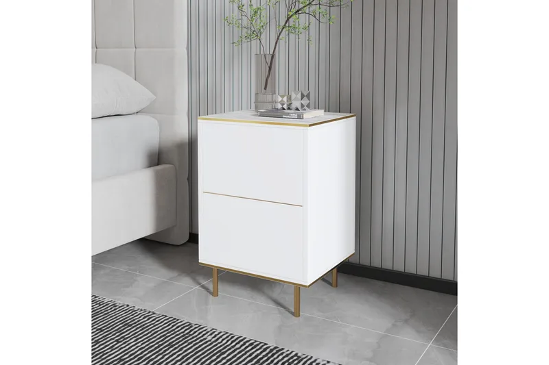 Imaj Sängbord 40 cm - Vit marmor/Guld - Möbler - Sovrum - Sängbord
