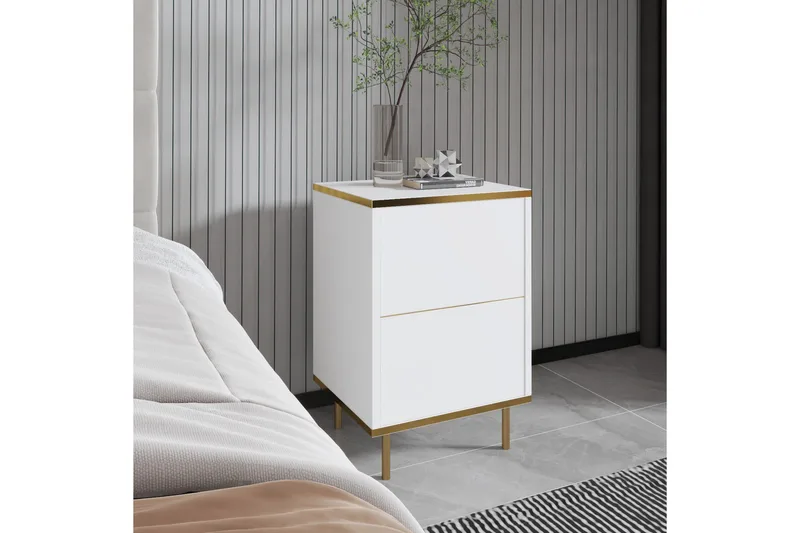 Imaj Sängbord 40 cm - Vit/Guld - Möbler - Sovrum - Sängbord