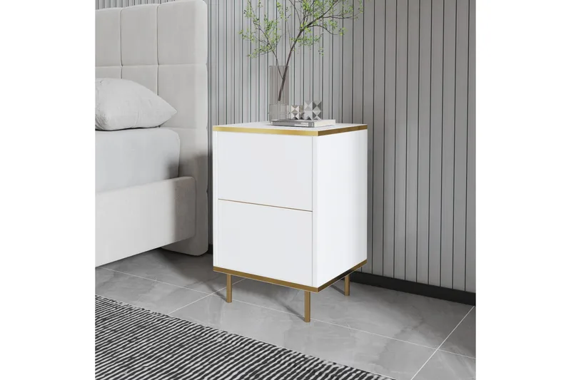 Imaj Sängbord 40 cm - Vit/Guld - Möbler - Sovrum - Sängbord