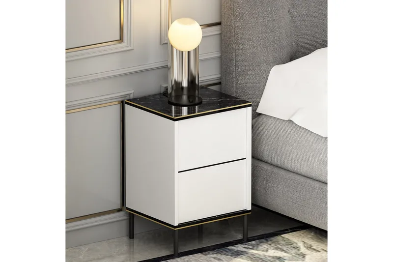 Imaj Sängbord 40 cm - Vit/Svart/Guld - Möbler - Sovrum - Sängbord