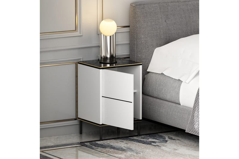 Imaj Sängbord 40 cm - Vit/Svart/Guld - Möbler - Sovrum - Sängbord