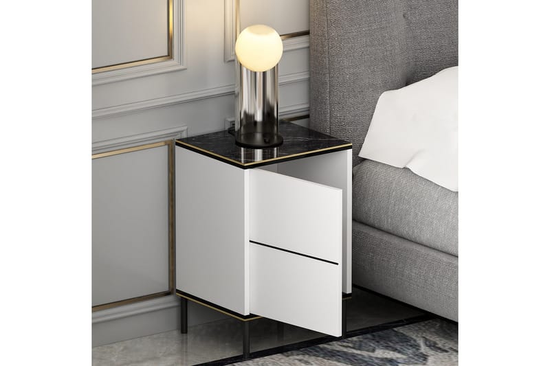 Imaj Sängbord 40 cm - Vit/Svart/Guld - Möbler - Sovrum - Sängbord