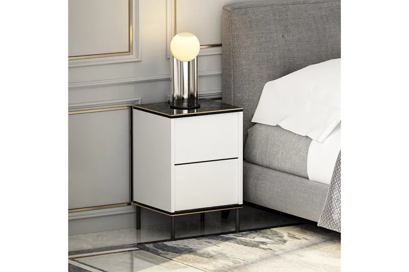 Imaj Sängbord 40 cm - Vit/Svart/Guld - Möbler - Sovrum - Sängbord