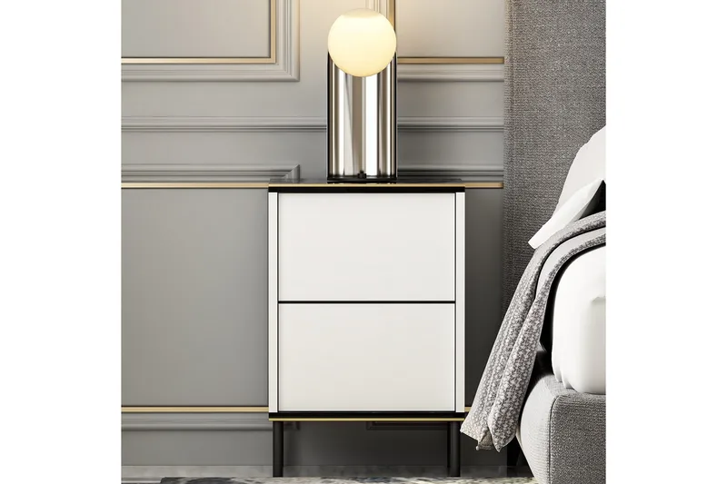 Imaj Sängbord 40 cm - Vit/Svart/Guld - Möbler - Sovrum - Sängbord