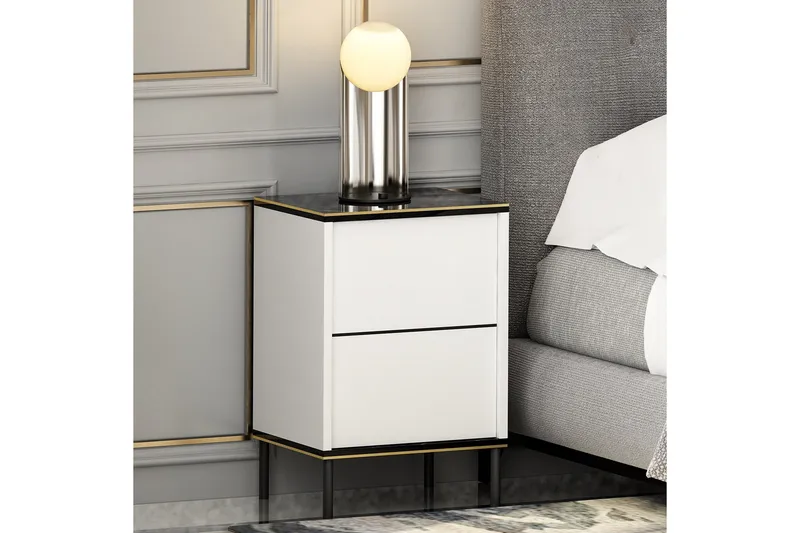 Imaj Sängbord 40 cm - Vit/Svart/Guld - Möbler - Sovrum - Sängbord