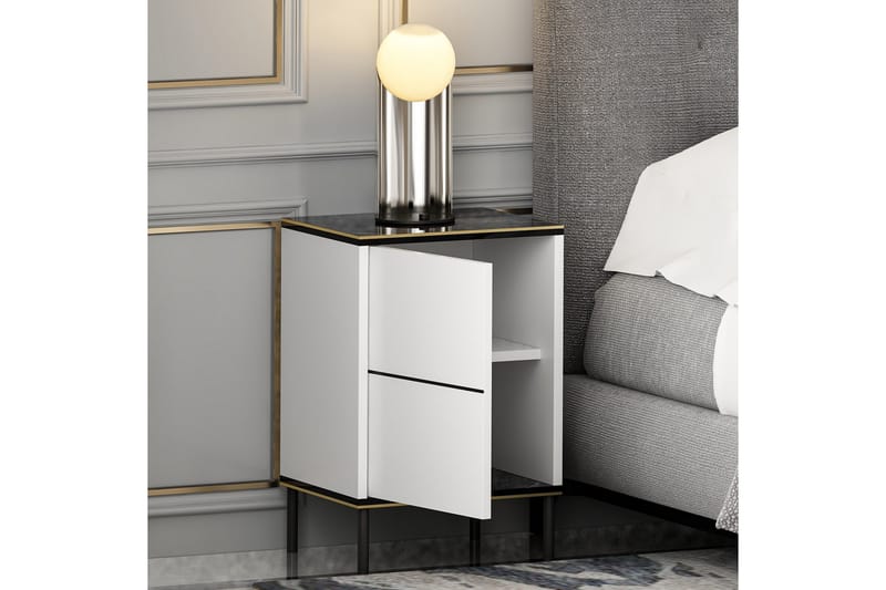 Imaj Sängbord 40 cm - Vit/Svart/Guld - Möbler - Sovrum - Sängbord