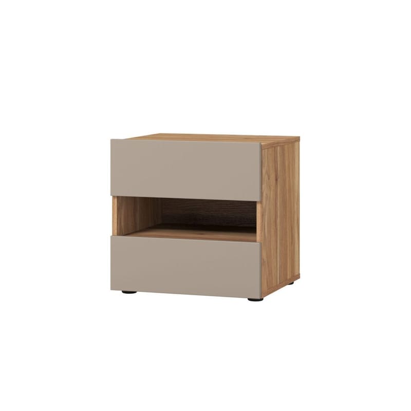 Impressio Sängbord i Trä med 2 Lådor, Gråbeige