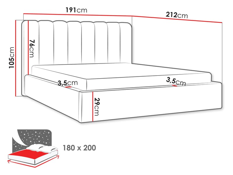 Isvik Sängram med förvaring 180x200 cm - grå - Möbler - Sovrum - Sängram & sängstomme