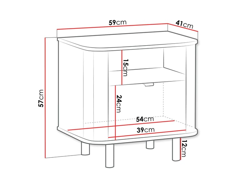 Joriel Sängbord 59 cm - Vit|svart - Möbler - Sovrum - Sängbord