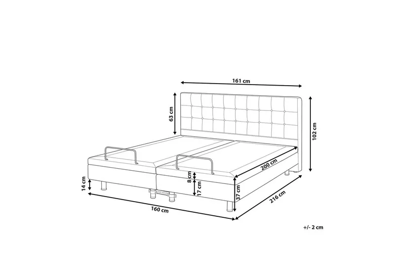 Justerbar säng Duke - Beige, svart, 160x200 cm - Möbler - Sovrum - Sängram & sängstomme
