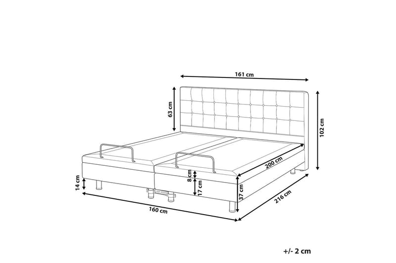 Justerbar säng Duke - Grå, svart, 160x200 cm - Möbler - Sovrum - Sängram & sängstomme