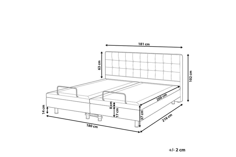 Justerbar säng Duke - Grå, svart, 180x200 cm - Möbler - Sovrum - Sängram & sängstomme
