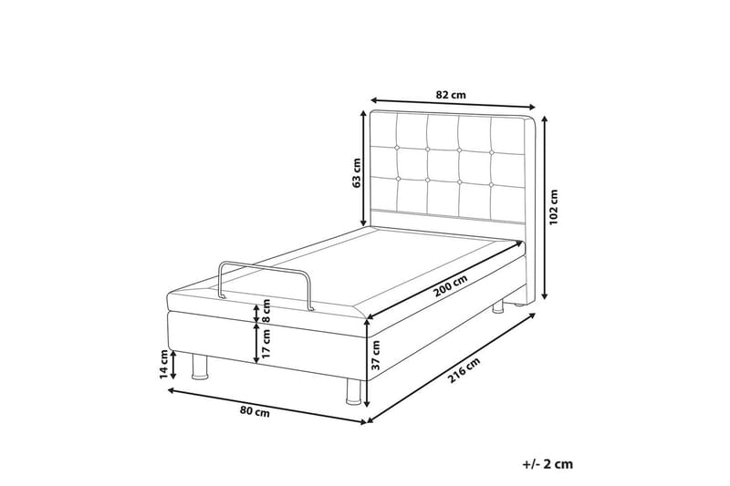 Justerbar säng Duke - Grå, svart, 80x200 cm - M öbler - Sovrum - Sängar - Ställbara sängar