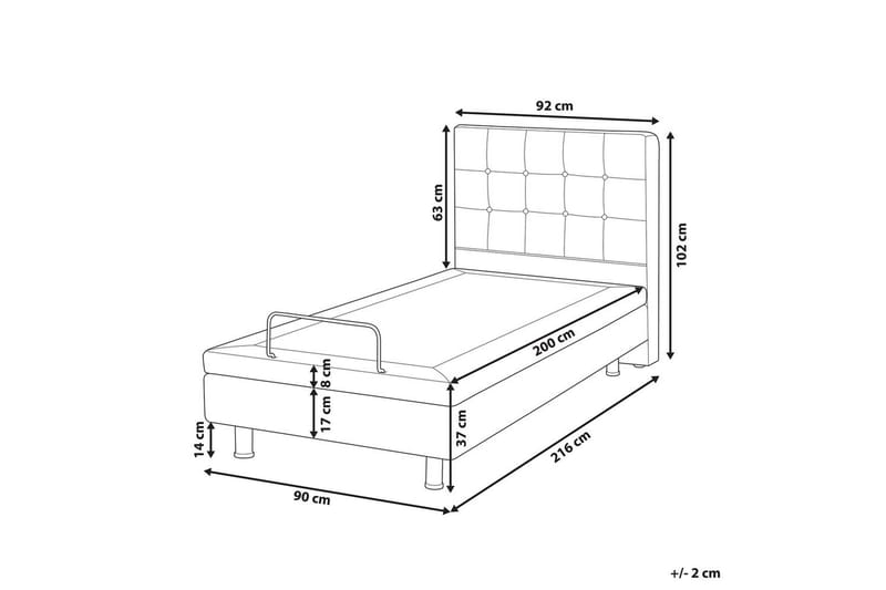 Justerbar säng Duke - Grå, svart, 90x200 cm - Möbler - Sovrum - Sängram & sängstomme