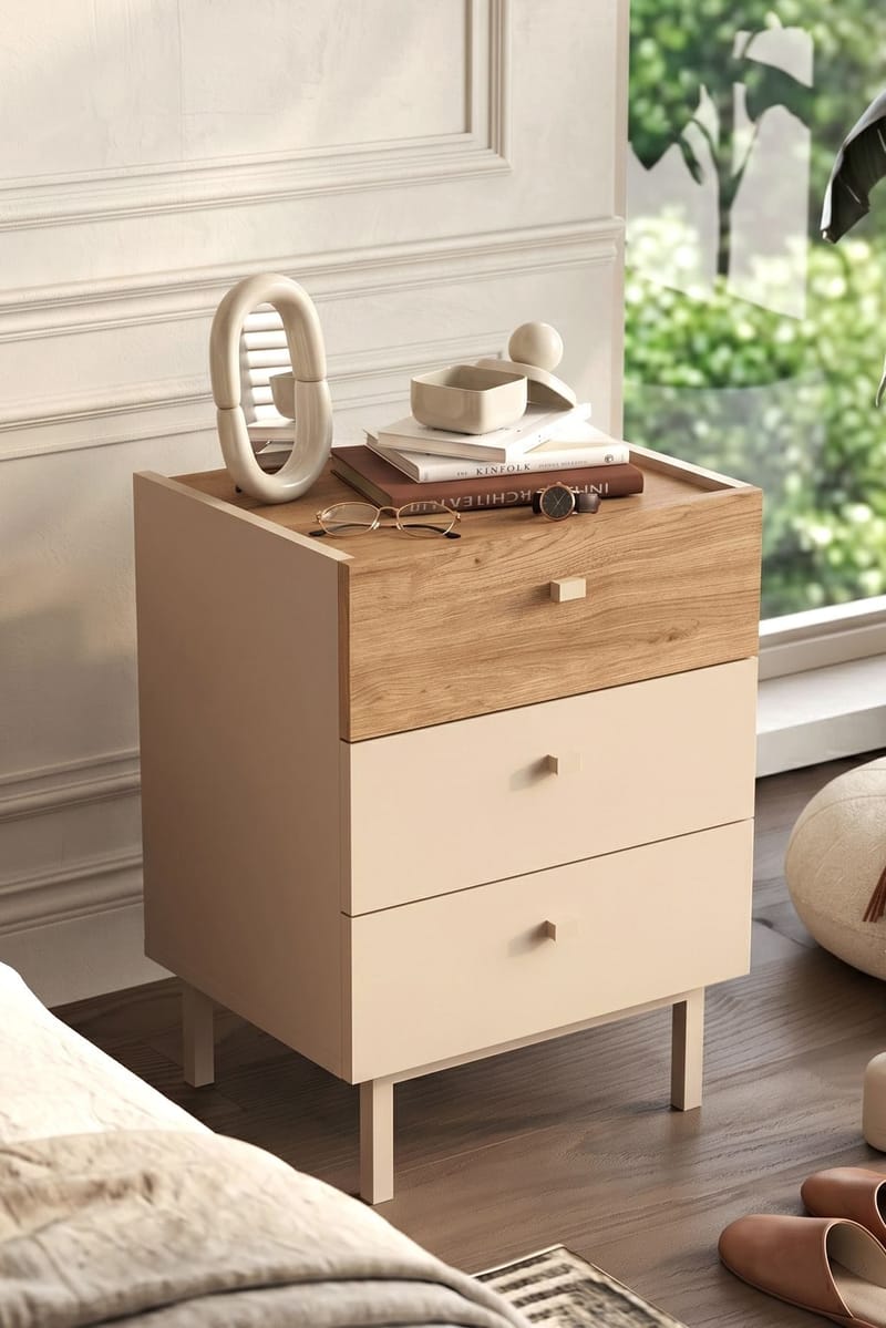 Kamulu Sängbord 47,9x63,5x36,8 cm - Sand och ek - Möbler - Sovrum - Sängbord