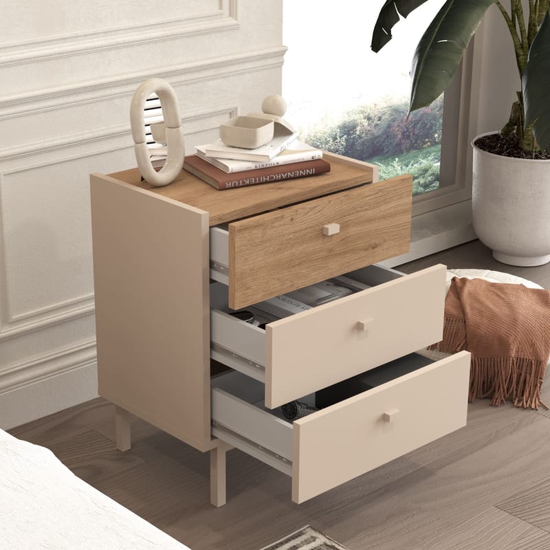 Kamulu Sängbord 47,9x63,5x36,8 cm - Sand och ek - Möbler - Sovrum - Sängbord
