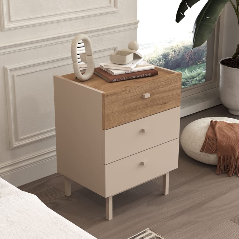 Kamulu Sängbord 47,9x63,5x36,8 cm - Sand och ek - Möbler - Sovrum - Sängbord