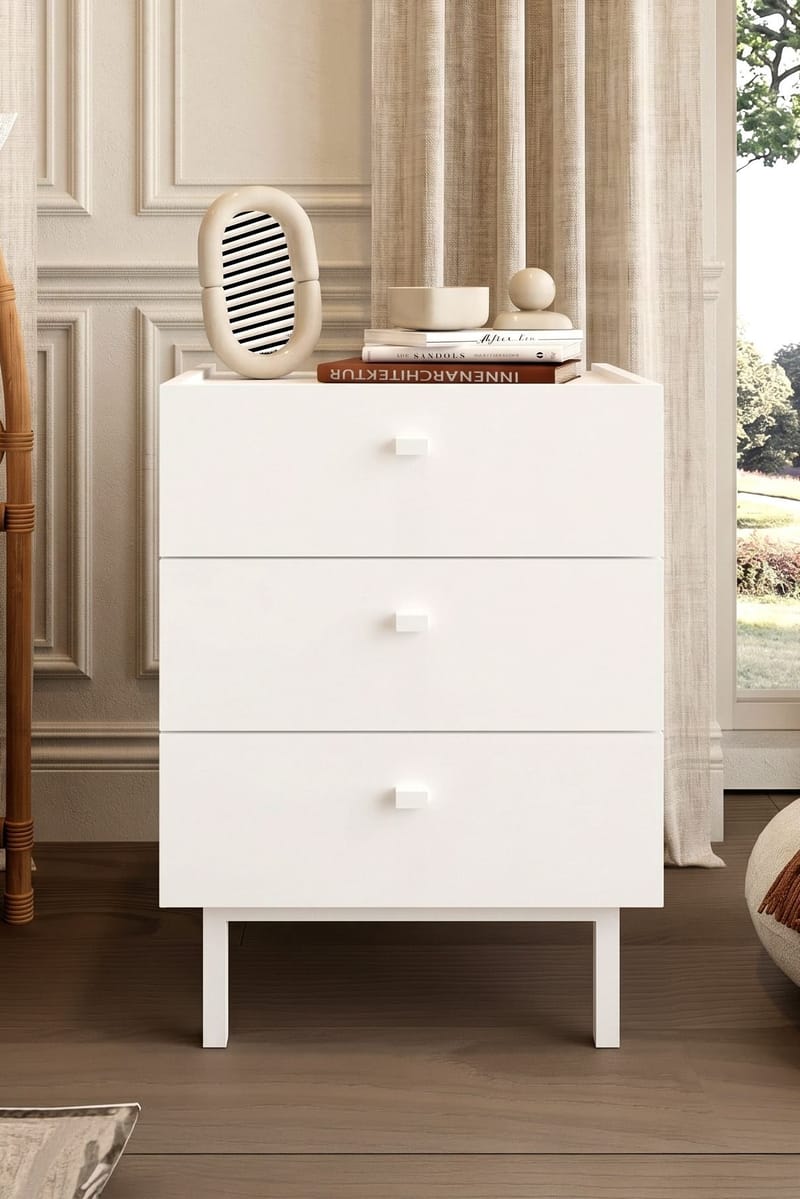 Kamulu Sängbord 47,9x63,5x36,8 cm - Vit - Möbler - Sovrum - Sängbord