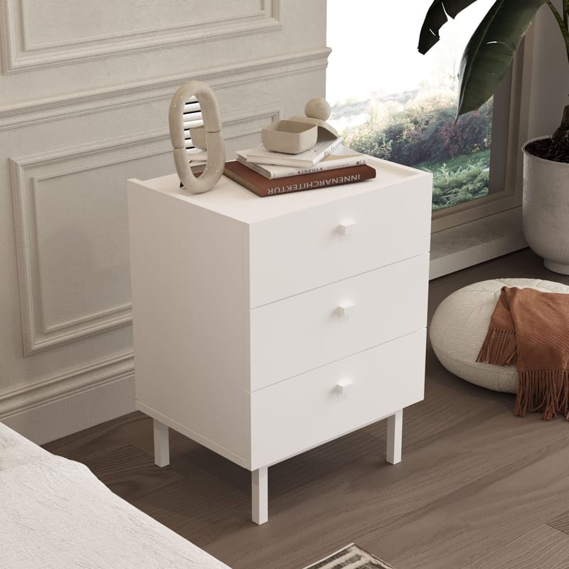 Kamulu Sängbord 47,9x63,5x36,8 cm - Vit - Möbler - Sovrum - Sängbord