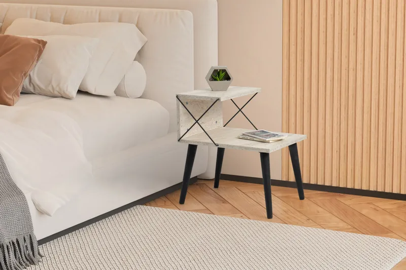 Kaysie Sängbord 50 cm - Svart/Marmor - Möbler - Sovrum - Sängbord