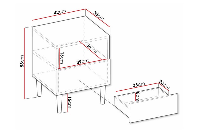 Kintore Sängbord 42 cm Vit - Sängbord - Bord
