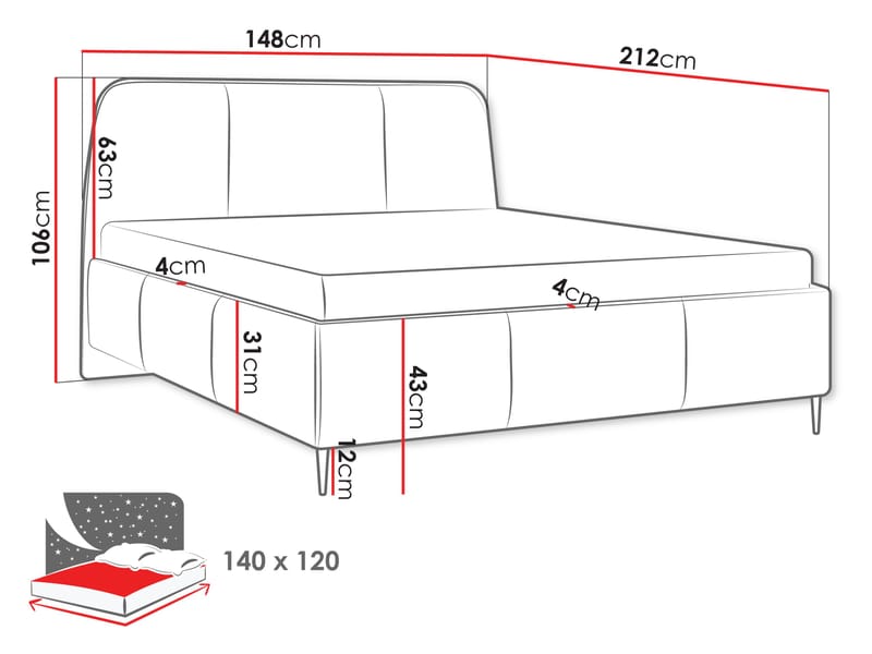 Klyra Sängram med förvaring 140x200 cm - svart - Möbler - Sovrum - Sängram & sängstomme