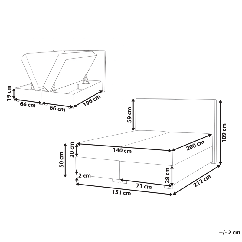 Kontinentalsäng Major 140x200 cm - Ljusbeige - Möbler - Sovrum - Sängar - Kontinentalsängar