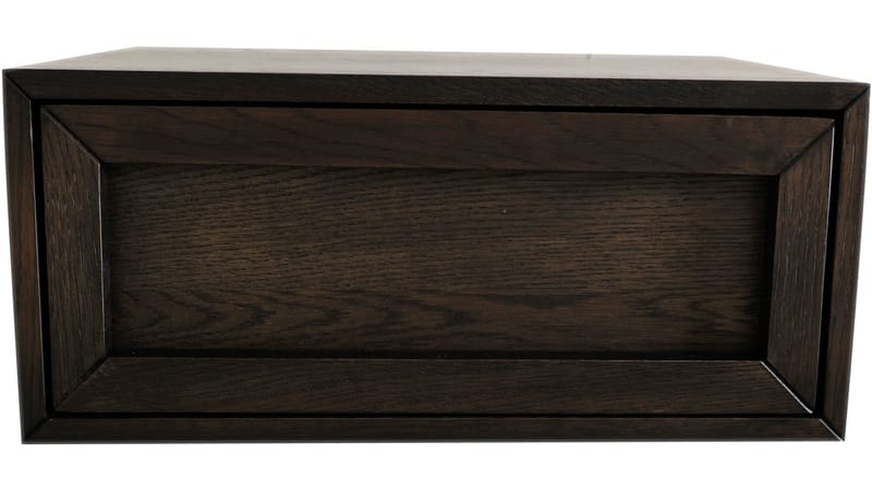Korsen Vägghängt Sängbord 45 cm i Brunlackad Ek med Låda, Brun