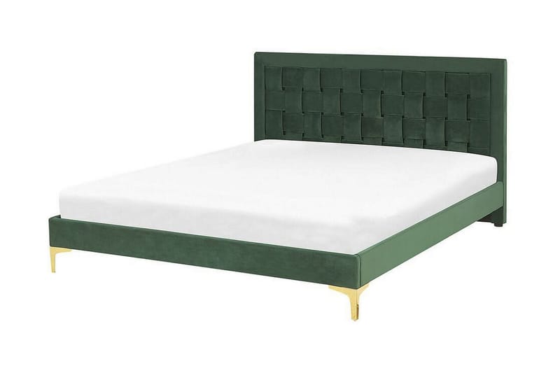 LINDOME Säng 160x200 cm Grön/Sammet - Sängram & sängstomme