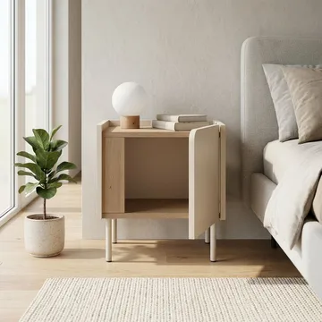 Lomar Nattduksbord 45,5x47,8x35 cm - Naturlig ek, sandsten - Möbler - Sovrum - Sängbord