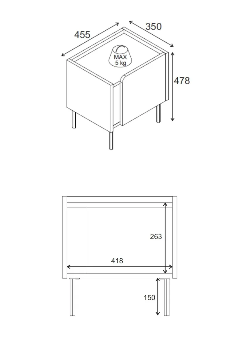 Lomar Nattduksbord 45,5x47,8x35 cm - Naturlig ek, sandsten - Möbler - Sovrum - Sängbord