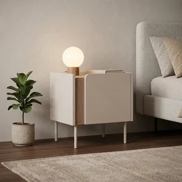 Lomar Nattduksbord 45,5x47,8x35 cm - Naturlig ek, sandsten - Möbler - Sovrum - Sängbord