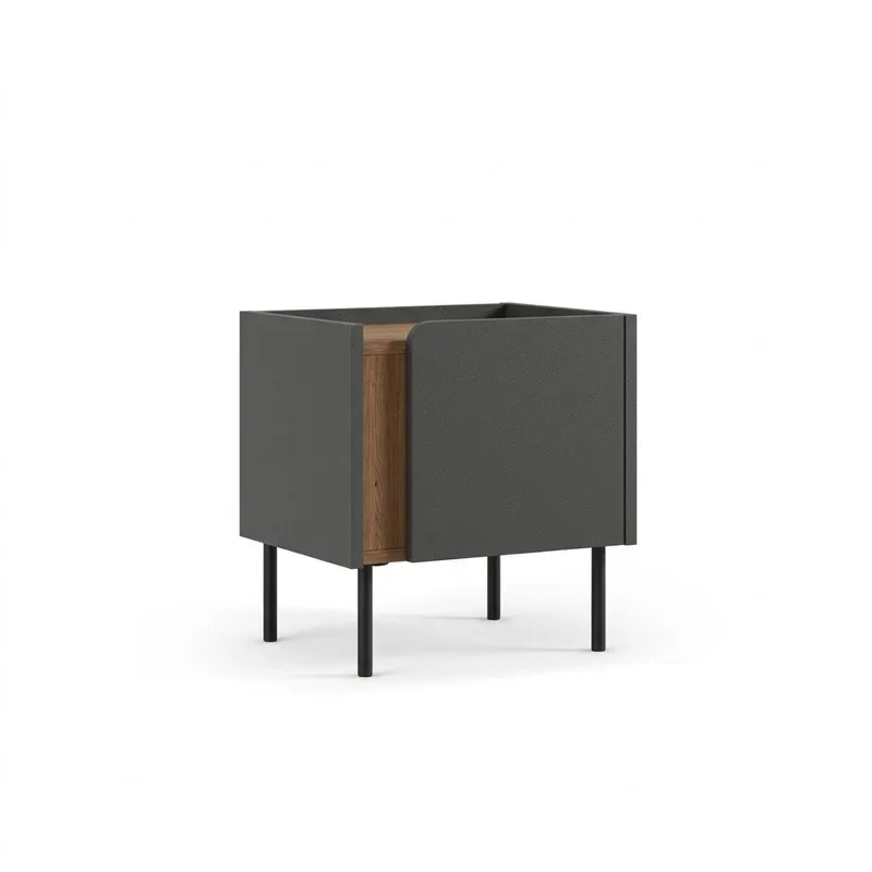 Lomar Nattduksbord 45,5x47,8x35 cm, Naturlig ek/Antracit/Svart