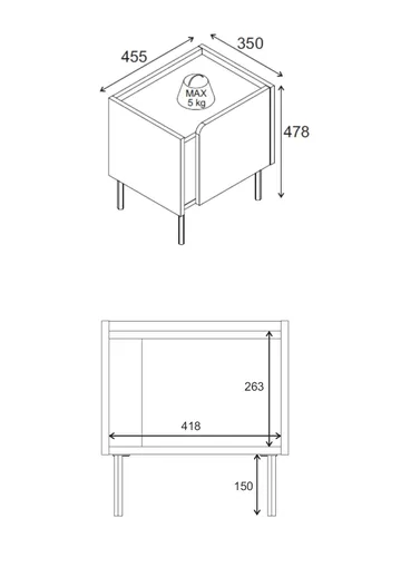 Lomar Nattduksbord 45,5x47,8x35 cm - Naturlig ek/Antracit/Svart - Möbler - Sovrum - Sängbord