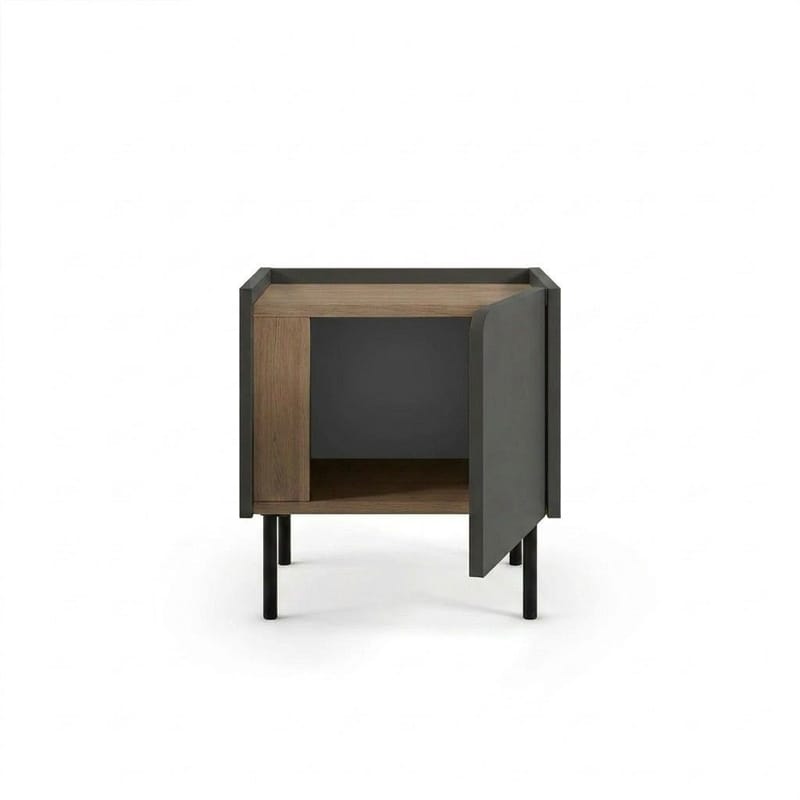 Lomar Nattduksbord 45,5x47,8x35 cm - Naturlig ek/Antracit/Svart - Möbler - Sovrum - Sängbord
