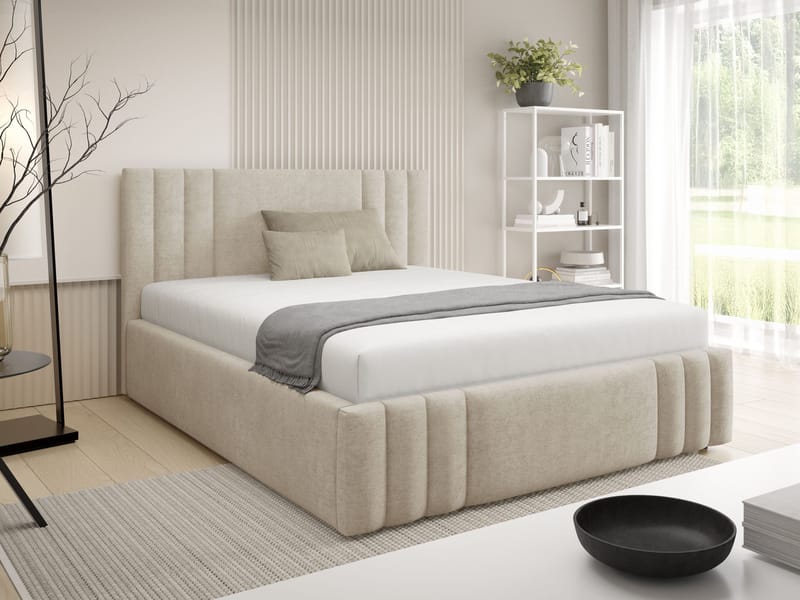 Lomren Sängram med förvaring 180x200 cm - beige - Möbler - Sovrum - Sängram & sängstomme