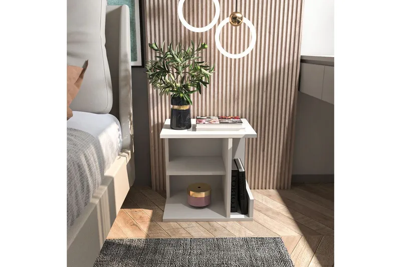 Lorik Sängbord 45 cm - Vit - Möbler - Sovrum - Sängbord