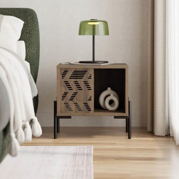 Losina Sängbord 45 cm i Valnötsutseende med Förvaring & Metallben - Mellanbrun - Möbler - Sovrum - Sängbord