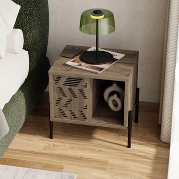 Losina Sängbord 45 cm i Valnötsutseende med Förvaring & Metallben - Mellanbrun - Möbler - Sovrum - Sängbord